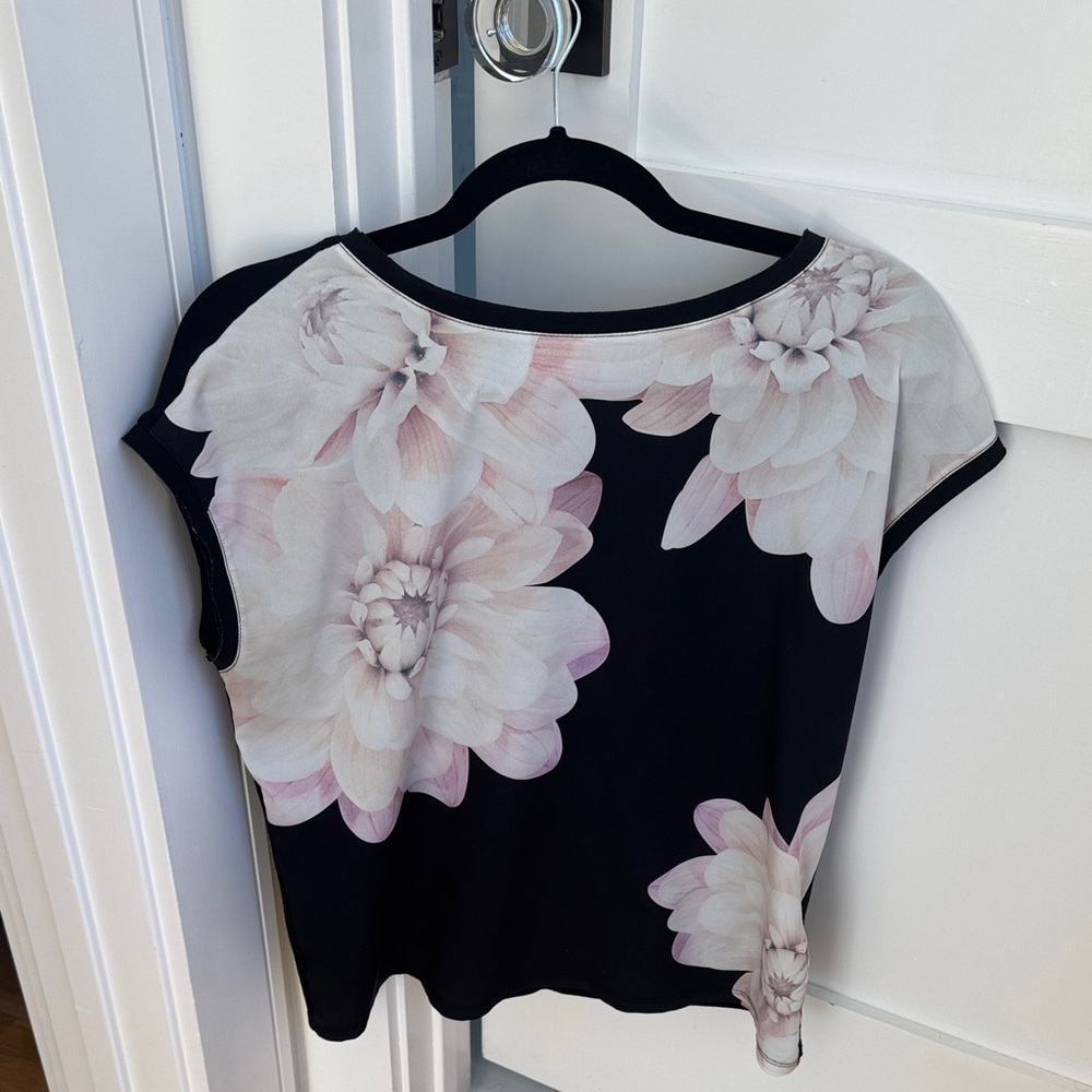 Ted Baker Black and Cream Floral Top